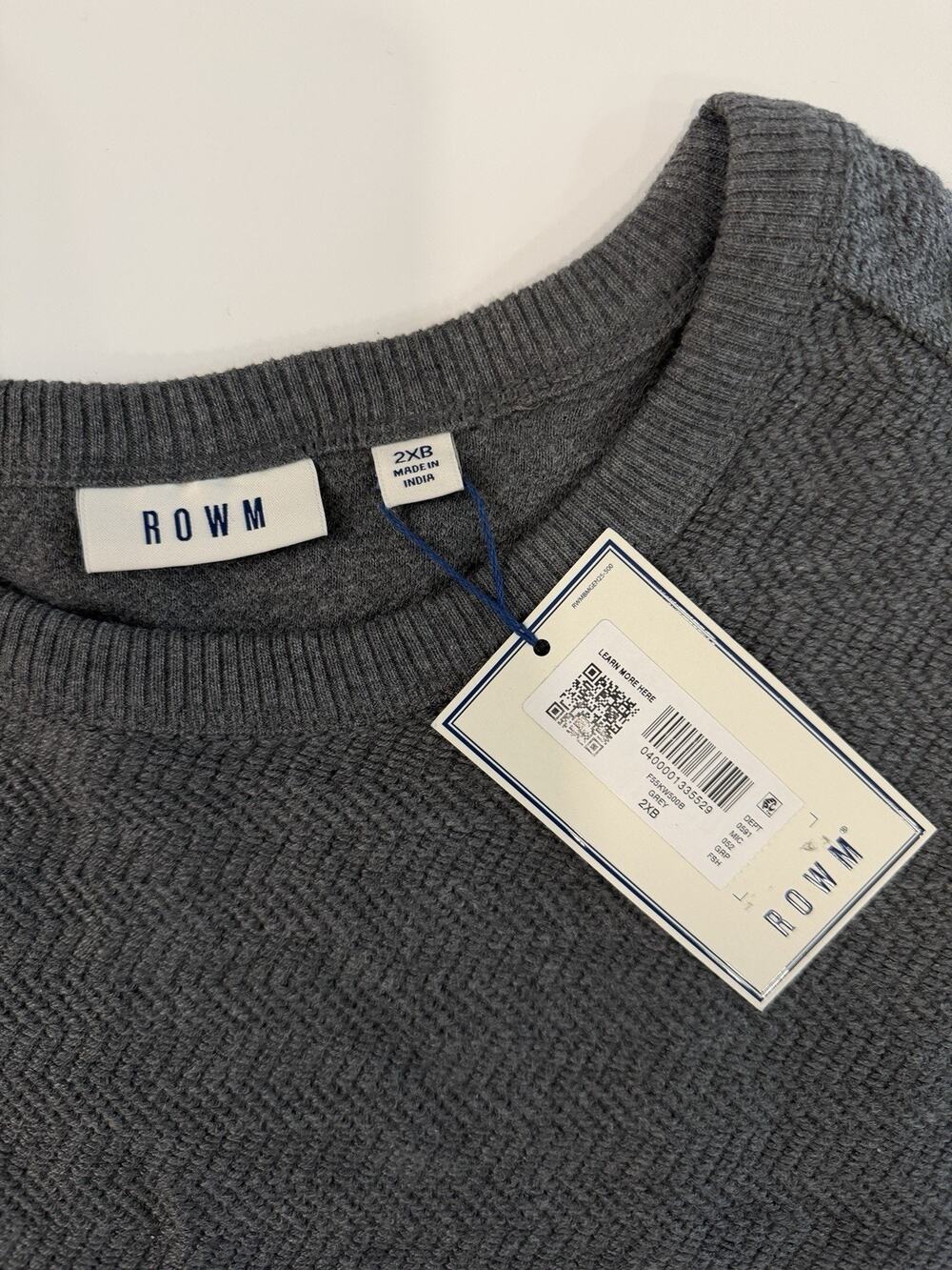 Rowm Mens Sweater Into The Blue Collection Blue Crew Neck Pullover Size XXL